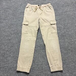 DKNY Womens Cargo Jogger Pants W26" Beige Drawstring Pockets Outdoor Mid Rise